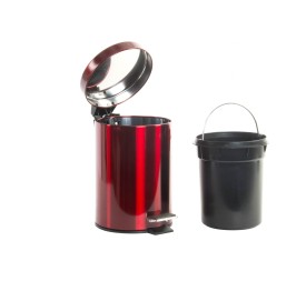 PAPELERA INOX 17X22X25 3L. PEDAL METALIZADO ROJO