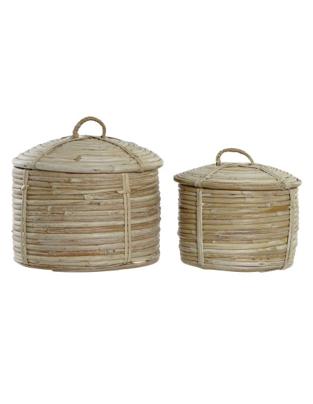 CESTA SET 2 RATAN 21X21X19 MARRON CLARO
