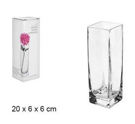 FLORERO CRISTAL CUADRADO 6x6x20CM