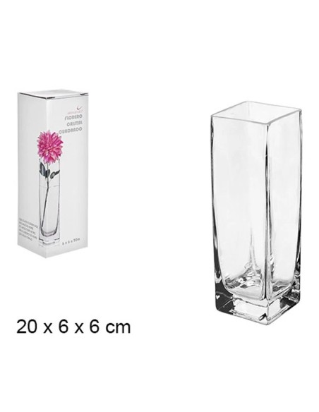 FLORERO CRISTAL CUADRADO 6x6x20CM