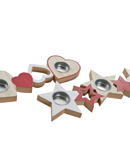 DECORACION MADERA 39,5X9X2 3 VELAS 2 SURT.