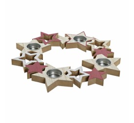 PORTAVELA MADERA 32X32X1,9 4 VELAS ROJO