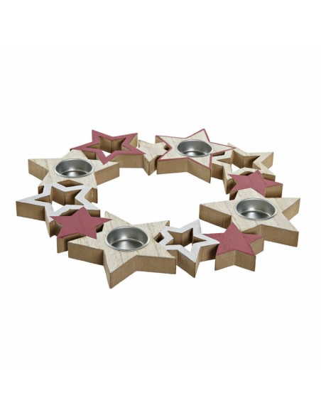 PORTAVELA MADERA 32X32X1,9 4 VELAS ROJO