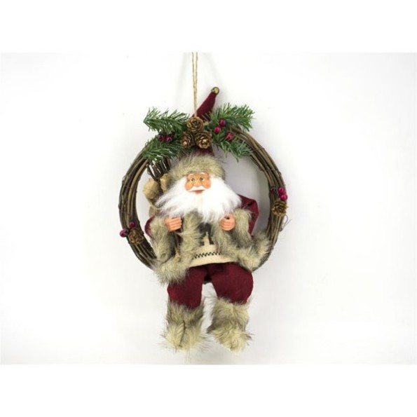 CORONA SANTA CLAUS SENTADO 30CM