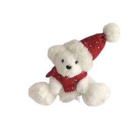 OSO SENTADO BUFANDA ROJA 13CM