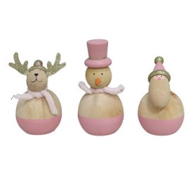 FIGURA NAVIDAD DE BOLA ROSA 7,5X5CM 3STD