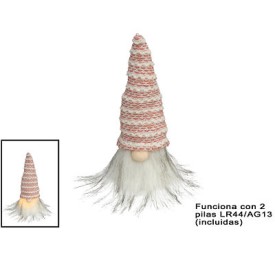 GNOMO GORRO ROSA BRILLO 1LUZ CÁLIDA 21X9
