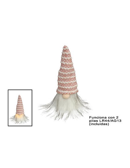 GNOMO GORRO ROSA BRILLO 1LUZ CÁLIDA 21X9