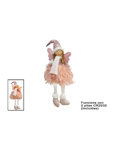 ÁNGEL ROSA C/ALAS ROSA 12 LUCES 55X14X11