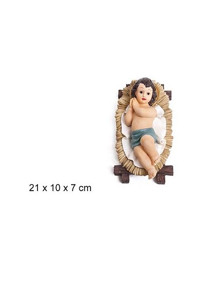 NIÑO JESUS EN CUNA RESINA 21cm