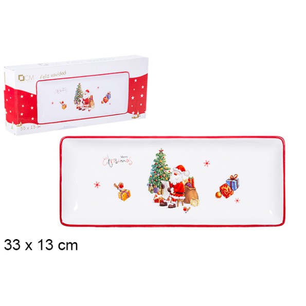 BANDEJA CERAMICA NAVIDAD 33x13cm