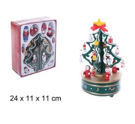 ARBOL NAVIDAD DE MADERA CON MUSICA 24cm