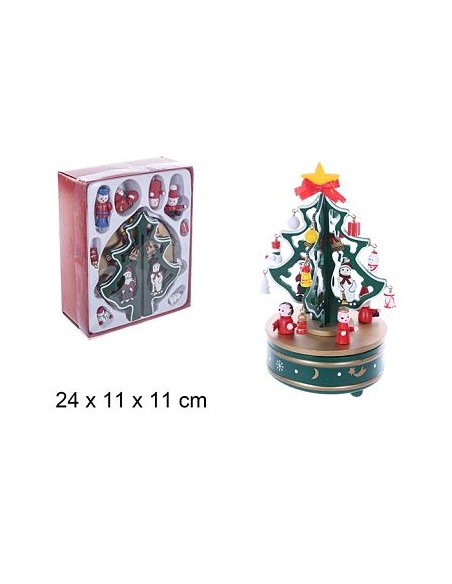 ARBOL NAVIDAD DE MADERA CON MUSICA 24cm