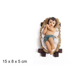 NIÑO JESUS EN CUNA RESINA 15cm