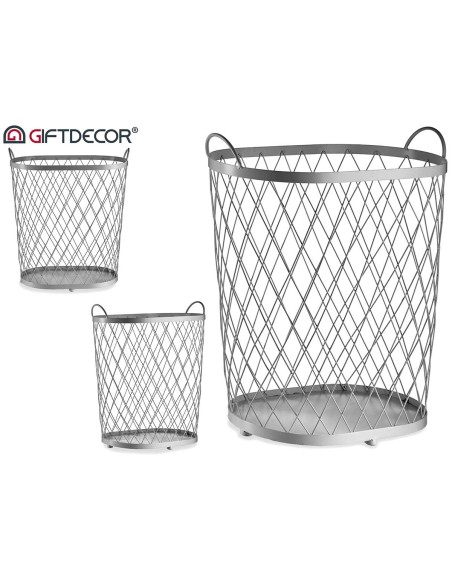 CESTO METALICO PLATEADO CON ASAS