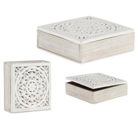 CAJA CALADA MADERA CUADRADA BLANCO