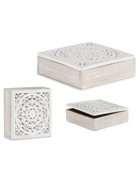 CAJA CALADA MADERA CUADRADA BLANCO