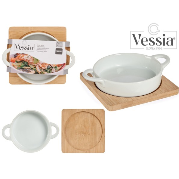 BANDEJA REDONDA CON BASE BAMBU 12,5CM