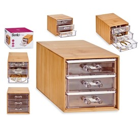 CAJA ACRILICA BAMBU ORGANIZADORA CUAD 3 CAJONES