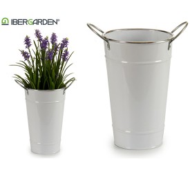 CUBO ALTO C ASAS BLANCO FILO PLATA 15 x 20 x 23,5 cm.