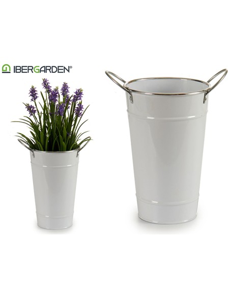 CUBO ALTO C ASAS BLANCO FILO PLATA 15 x 20 x 23,5 cm.