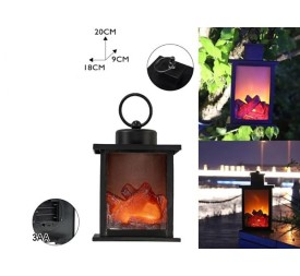 LINTERNA LED DE PLÁSTICO CON EFECTO CHIMENEA 18.0*9.0*20.0CM