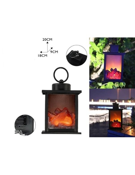 LINTERNA LED DE PLÁSTICO CON EFECTO CHIMENEA 18.0*9.0*20.0CM