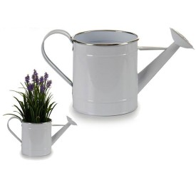 REGADERA GRANDE BLANCA FILO PLATA 35,5 x 15,7 x 18 cm.