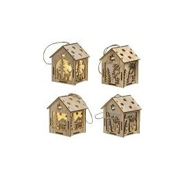 COLGANTE DE CASA MADERA CON LUZ (144)