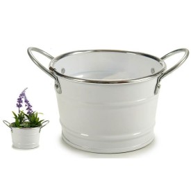 MACETERO BAJO C ASAS BLANCO FILO PLATA