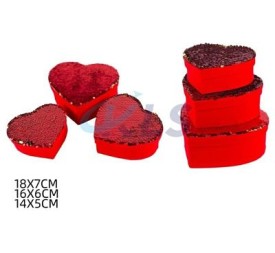 CAJA REGALO CORAZON LENTEJUELA DORADO