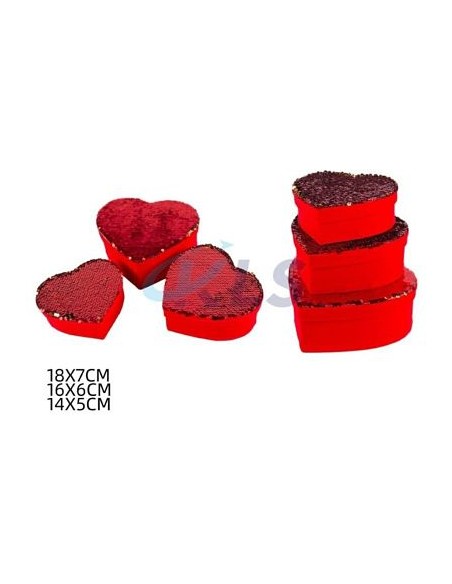 CAJA REGALO CORAZON LENTEJUELA DORADO