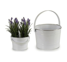 CUBO METAL C ASA BLANCA FILO PLATA 27 x 25 x 29,5 cm.