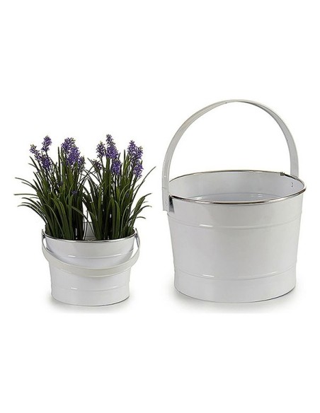 CUBO METAL C ASA BLANCA FILO PLATA 27 x 25 x 29,5 cm.