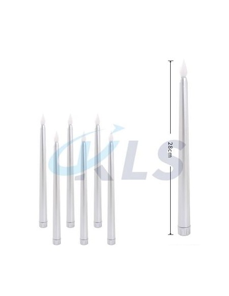 VELAS LED  DECORATIVAS 28CM PLATA