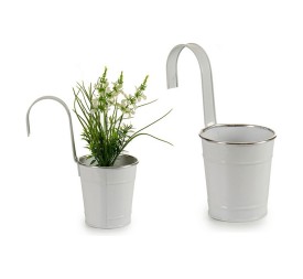 MACETA PARA COLGAR BLANCA FILO PLATA