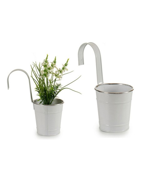 MACETA PARA COLGAR BLANCA FILO PLATA