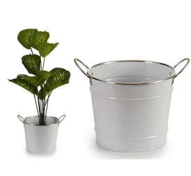 CUBO PEQUEÑO BLANCO FILO PLATA ASAS 28,5 x 21,5 x 17,5 cm.