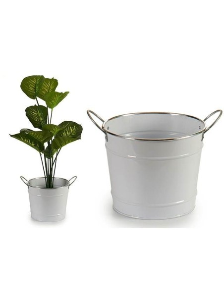 CUBO PEQUEÑO BLANCO FILO PLATA ASAS 28,5 x 21,5 x 17,5 cm.