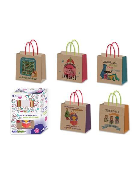 BOLSA KRAFT NAVIDAD MENSAJES 26x8x24 cm