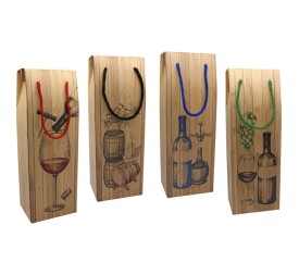 CAJA C/ ASA MENSAJES EFECTO MADERA - BOTELLERO