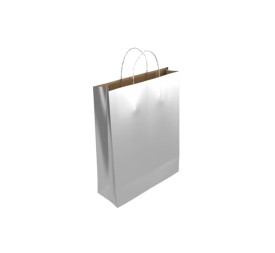 BOLSA PAPEL KRAFT PLATA S 24x10x32 cm