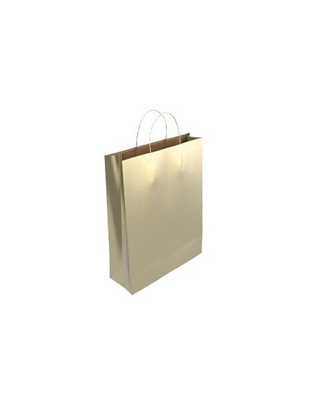 BOLSA PAPEL KRAFT ORO S 24x10x32 cm