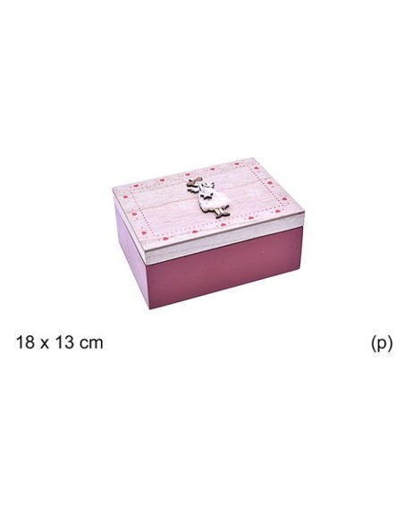 CAJA PORTA OBJETOS MADERA ROJO DECORADO