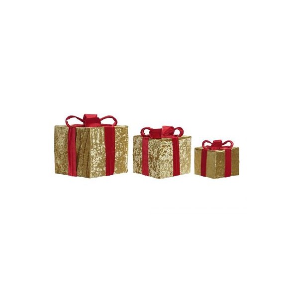 REGALO SET 3 VELVET POLIESTER 25X25X29 DORADO