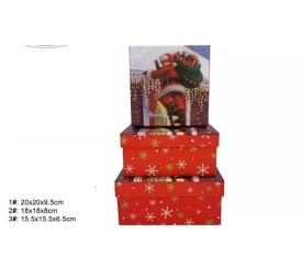 SET 3 CAJAS REGALO 20X20X9.5CM NAVIDAD papa noel
