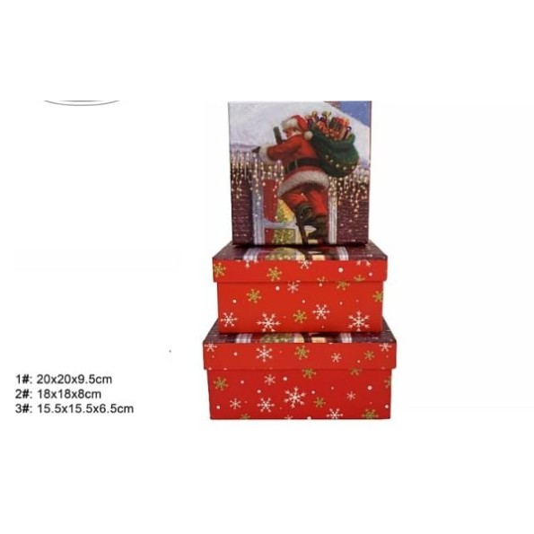 SET 3 CAJAS REGALO 20X20X9.5CM NAVIDAD