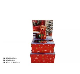 SET 3 CAJAS REGALO 20X20X9.5CM NAVIDAD