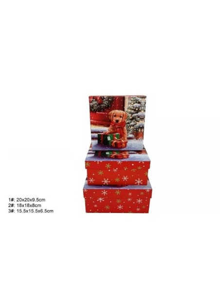 SET 3 CAJAS REGALO 20X20X9.5CM NAVIDAD