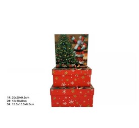 SET 3 CAJAS REGALO 20X20X9.5CM NAVIDAD (7620)